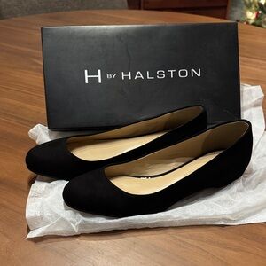 H by Halston Alice Black Suede Flats for Women, 8, NIB